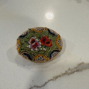 Micro mosaic Vintage Floral Mosaic Brooch